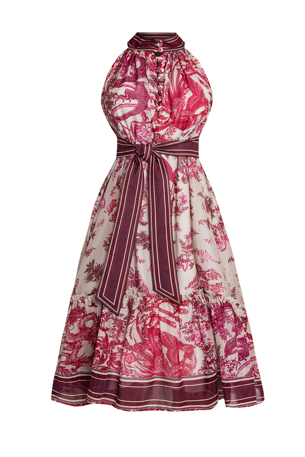 SLEEVELESS CHIFFON DRESS - ASIA BORDEAUX