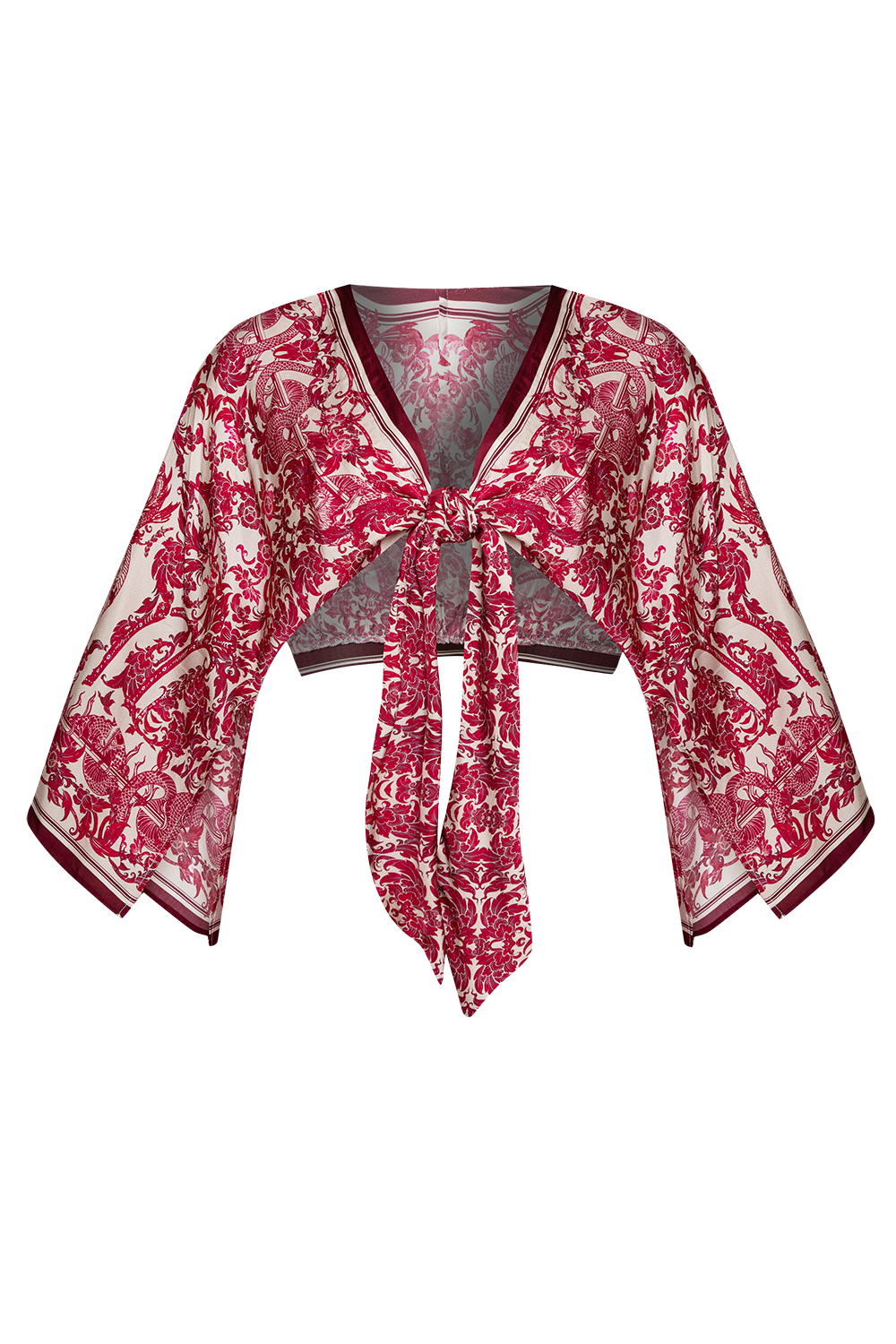 VISCOSE CROP KIMONO - ASIA BORDEAUX