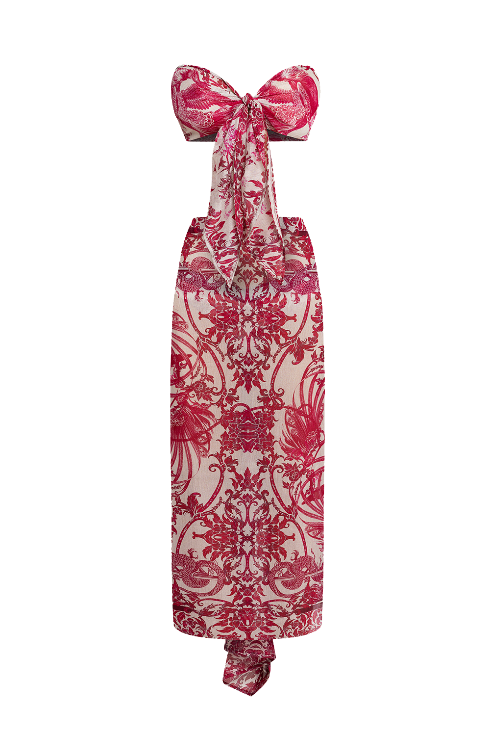 COTTON SILK PAREO AND SCARF SET - ASIA BORDEAUX