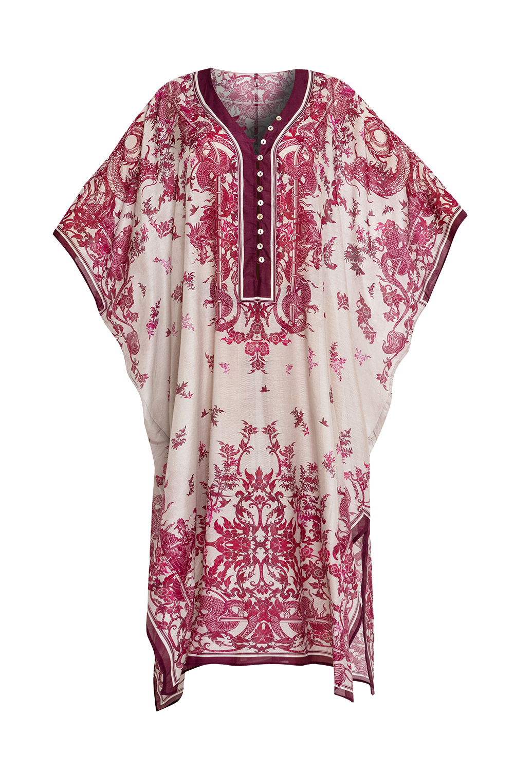 SILK COTTON CAFTAN - ASIA BORDEAUX