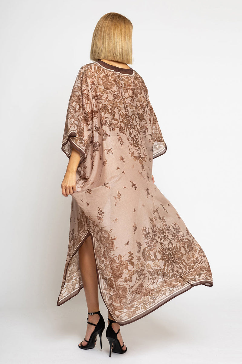 SILK COTTON CAFTAN - ASIA BEIGE