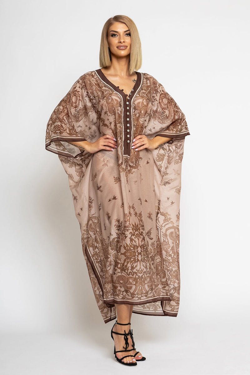 SILK COTTON CAFTAN - ASIA BEIGE