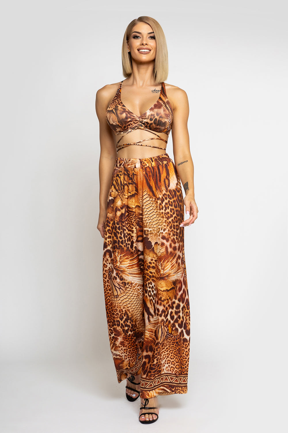 TWILL VISCOSE LOOSE FIT PANTS WITH POCKETS - LEO SAND