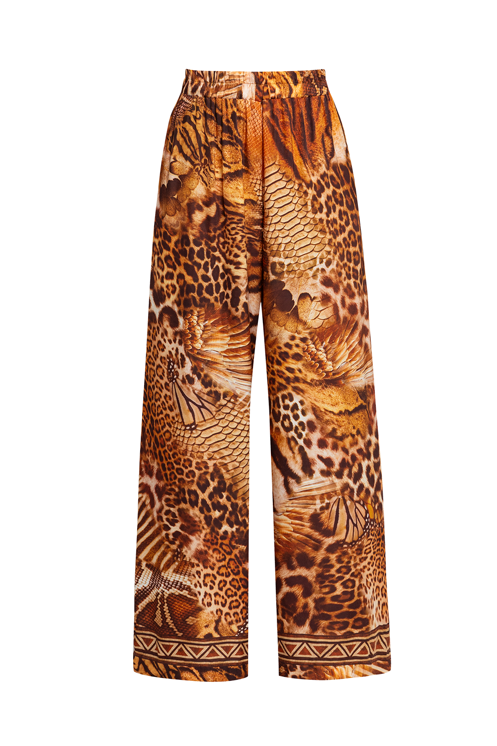 SATIN VISCOSE LOOSE FIT PANTS - LEO SAND