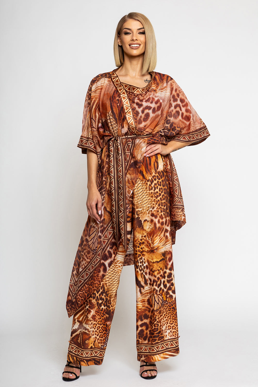 TWILL VISCOSE LOOSE FIT PANTS WITH POCKETS - LEO SAND