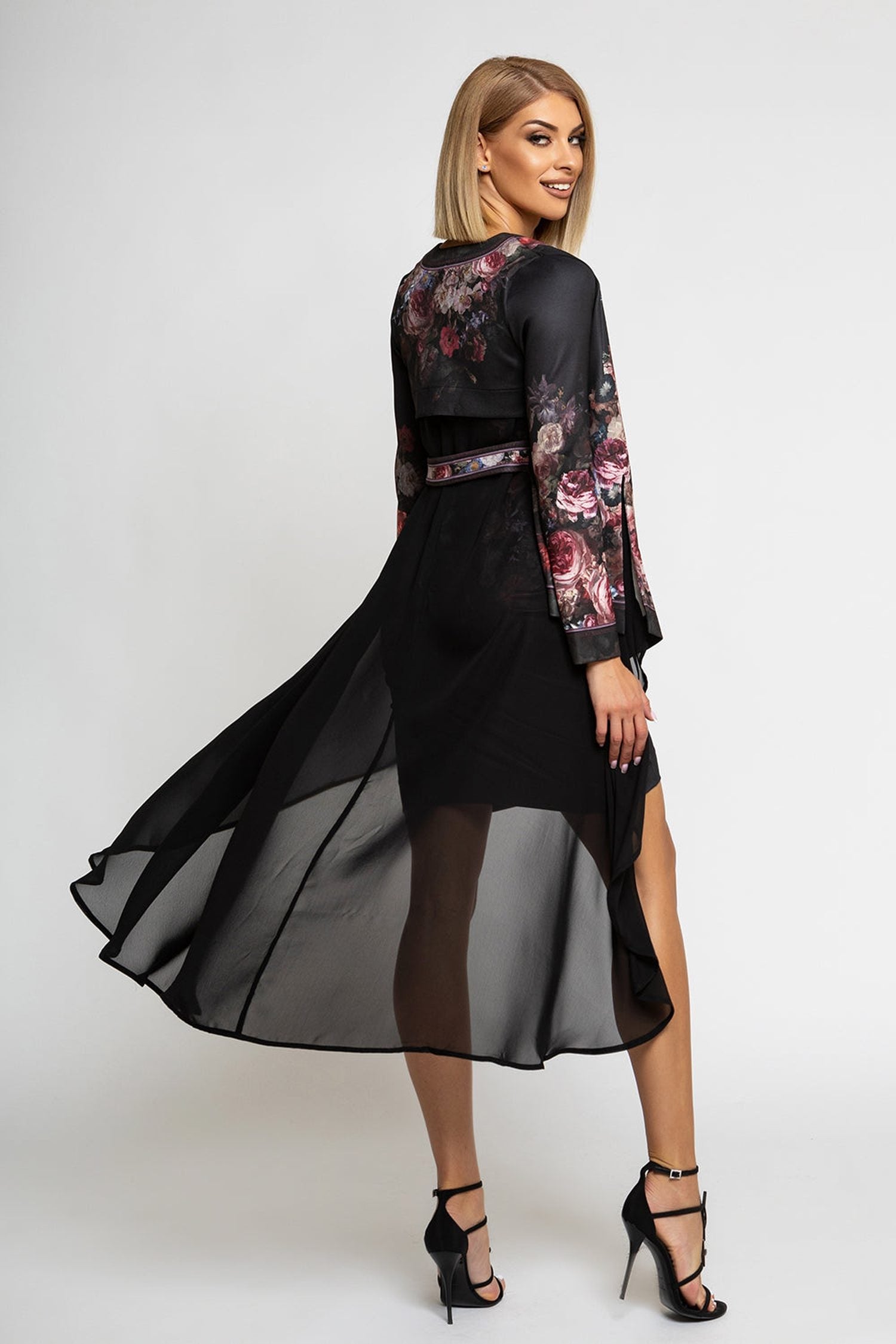 MANTEAU EN CHIFFON ÉLÉGANT - FLEURS VINTAGE