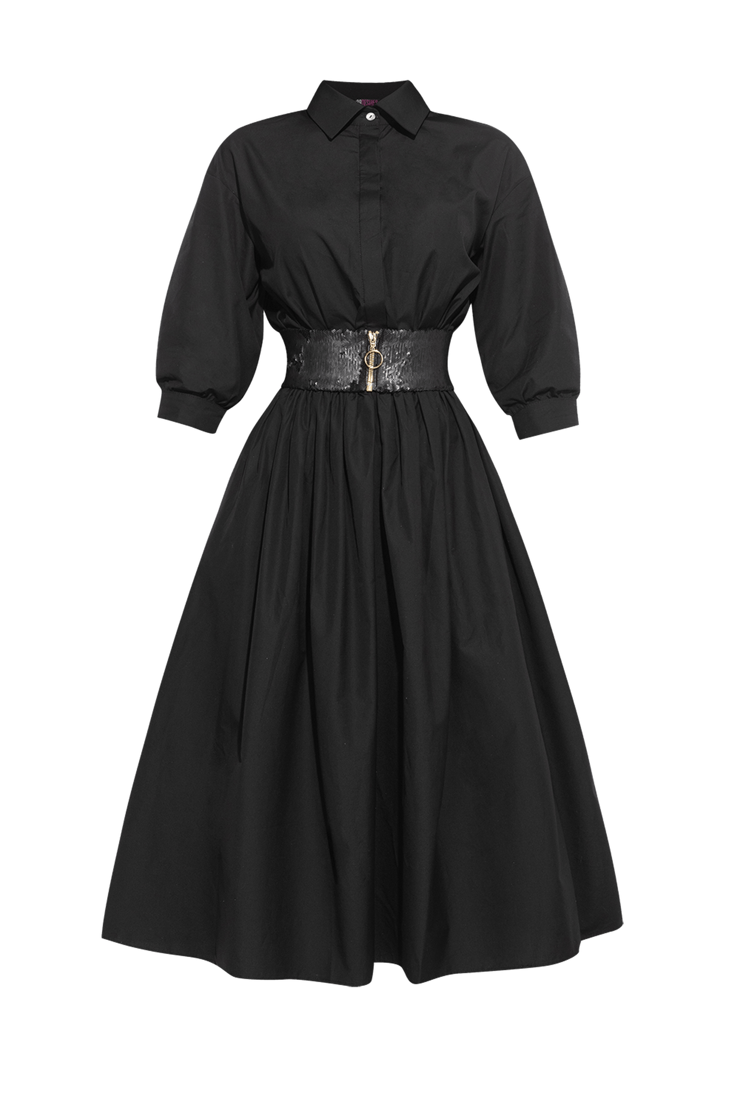 ROBE EN POPELINE LÂCHE AVEC CEINTURE - ESSENTIELS