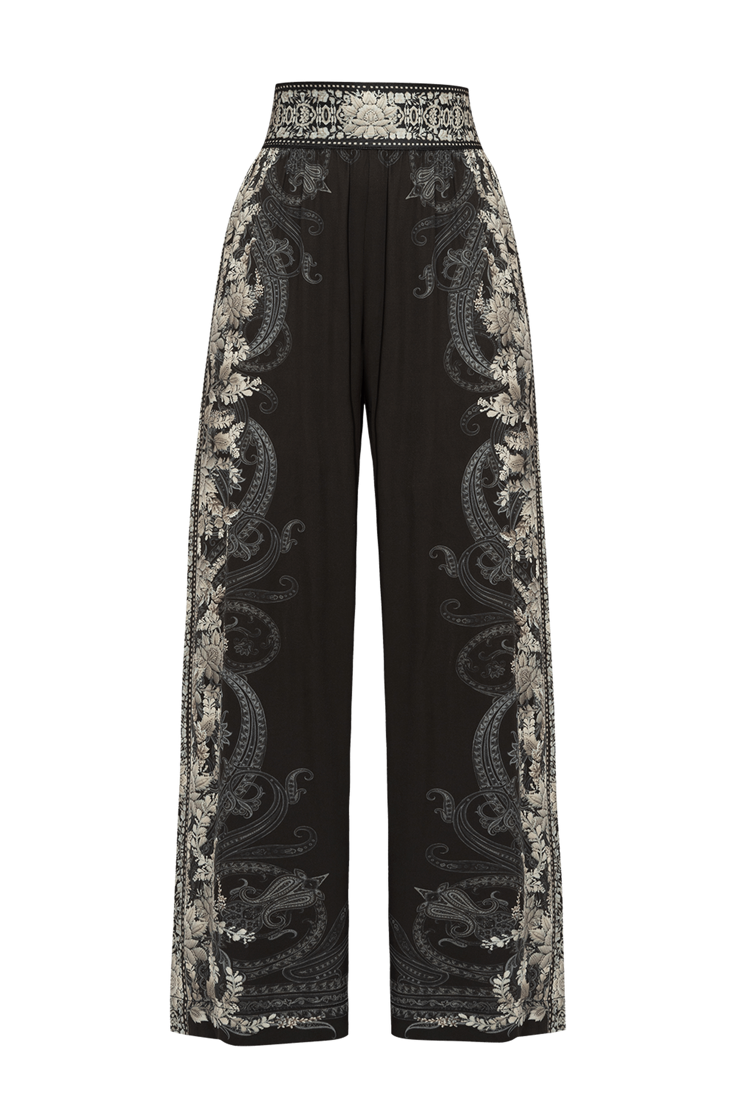 PANTALON LARGE EN VISCOSE AVEC TAILLE ÉLASTIQUE – LOTUS GELÉ