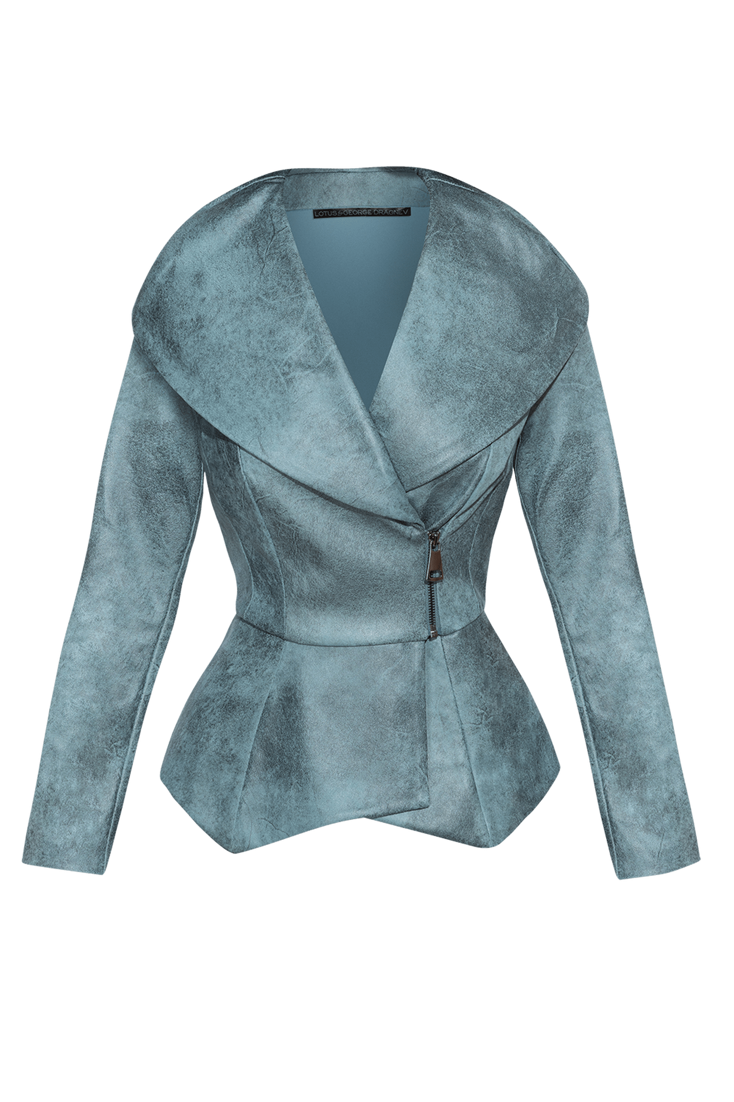 Blazer aspect daim avec fermeture asymétrique en bleu - Essentiels
