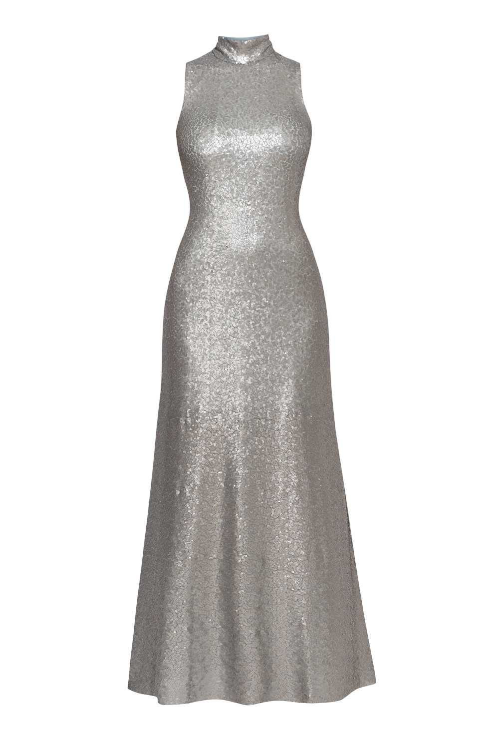 SILVER SEQUIN SLEEVELESS LONG DRESS - ESSENTIALS