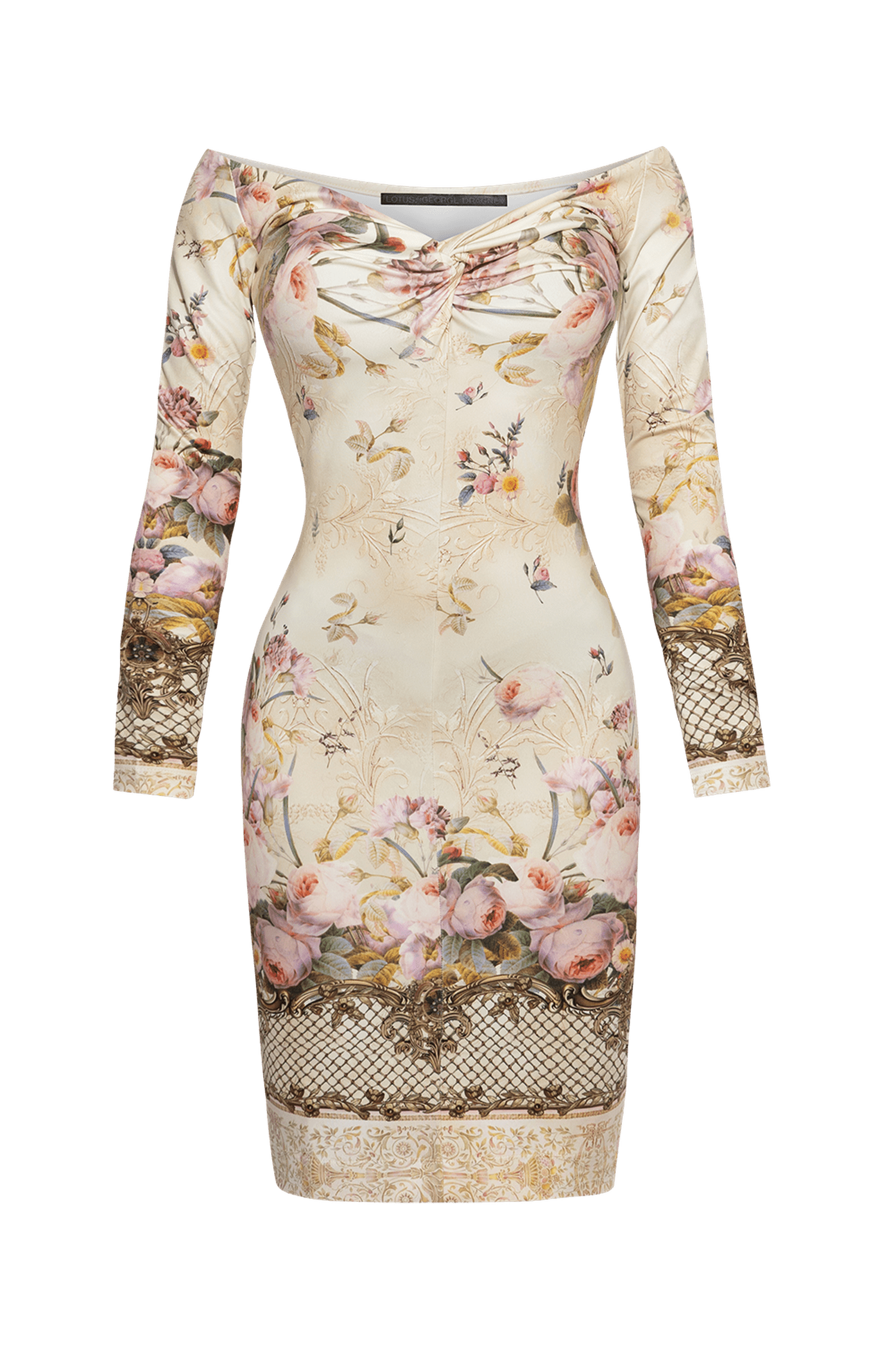 LONG SLEEVE FITTED DRESS - BAROQUE FLOWERS