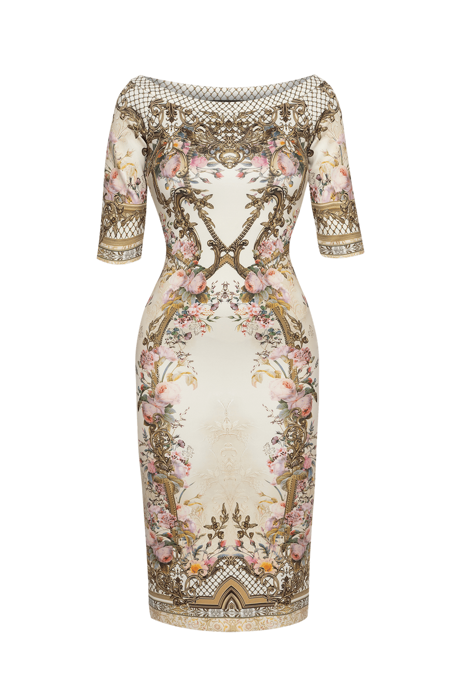 ROBE ÉPAULES DÉNUDÉES - FLEURS BAROQUES