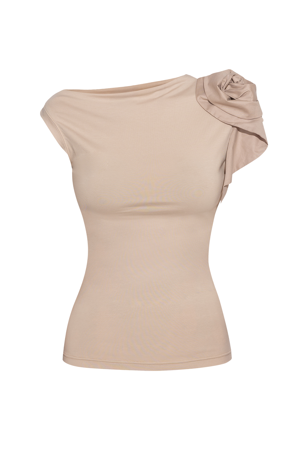 BLOUSE WITH ASYMMETRIC SHOULDER IN BEIGE - ESSENTIALS