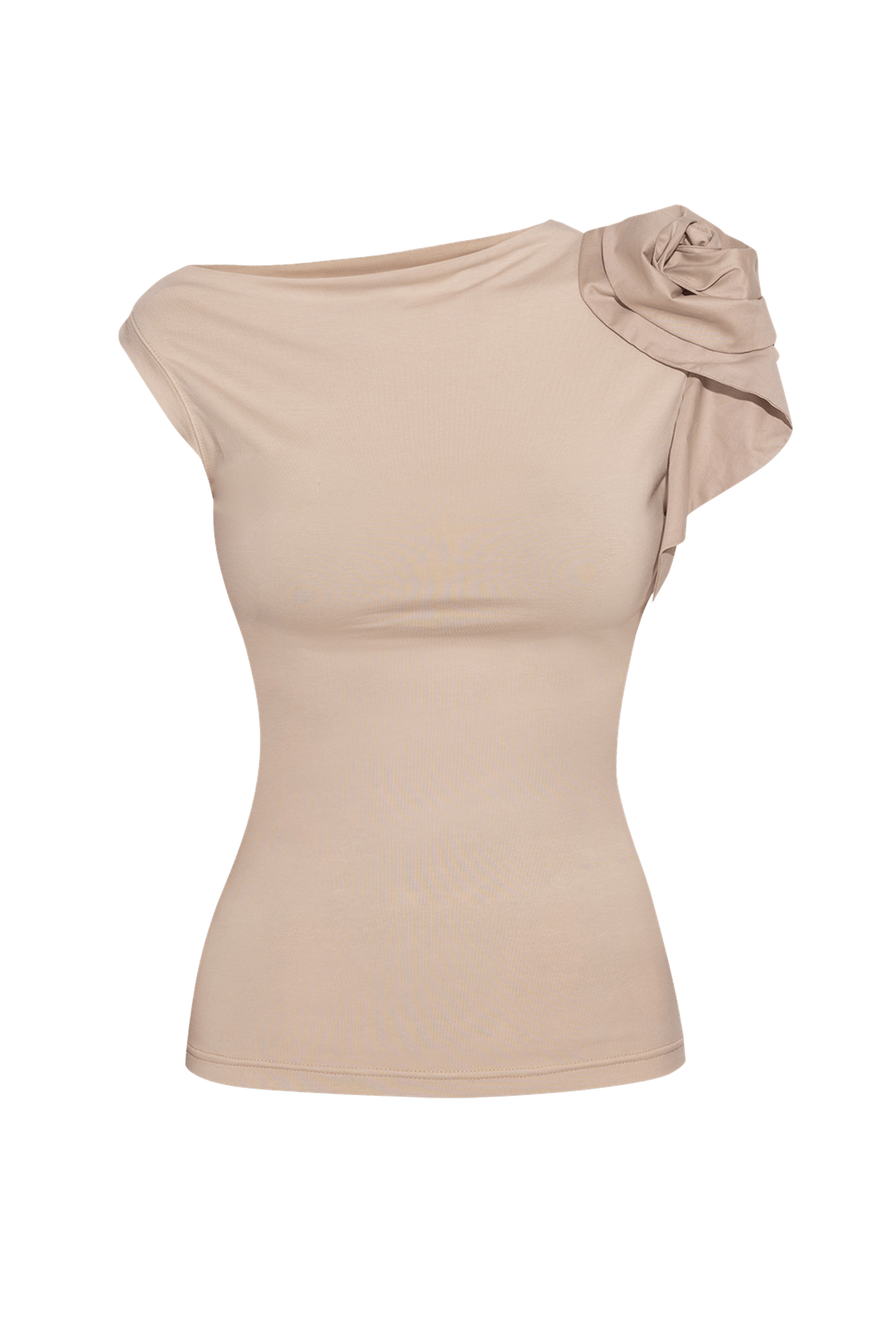 BLOUSE WITH ASYMMETRIC SHOULDER IN BEIGE - ESSENTIALS