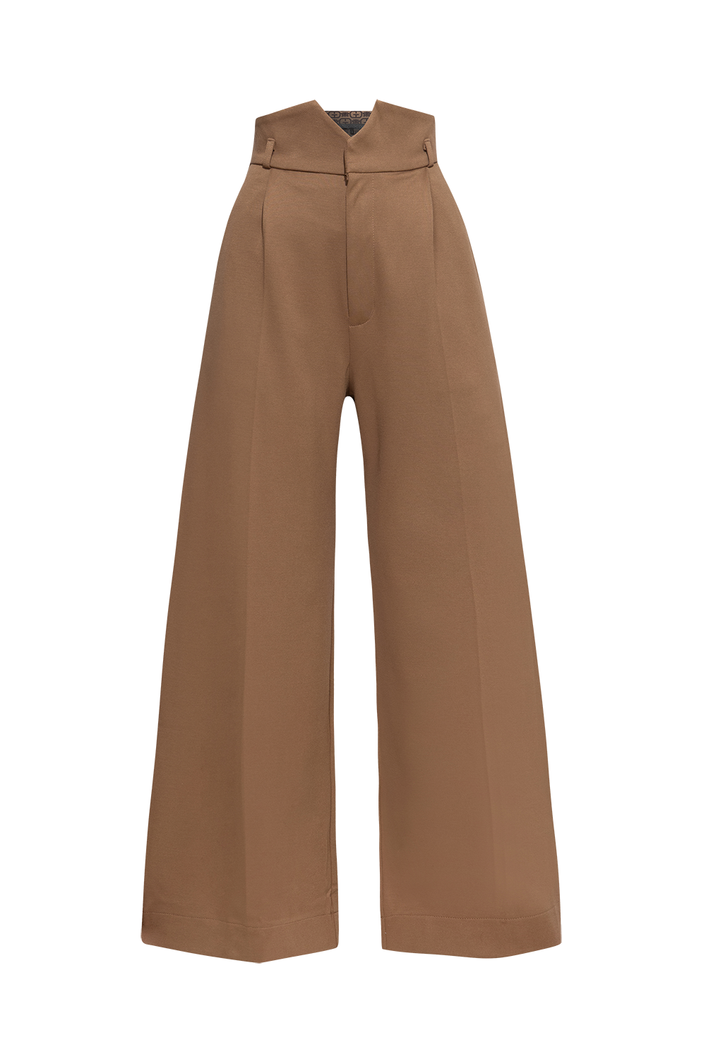 VISCOSE BLEND HIGH-WAISTED BEIGE TROUSERS – ESSENTIALS