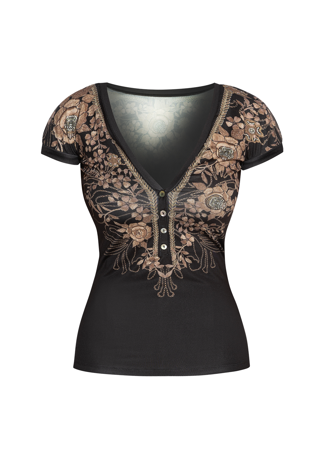 SHORT SLEEVED BLOUSE - GOLDEN ROSES JIORO БЛУЗА С V-ДЕКОЛТЕ - GOLDEN ROSES JIORO