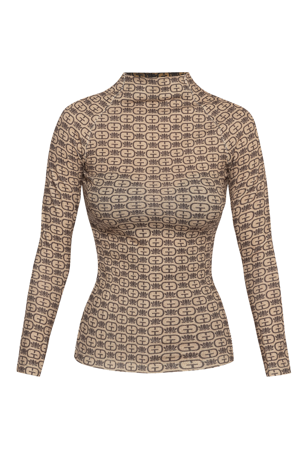 TOP MADE OF FINE KNITWEAR - DARK BROWN LOGO