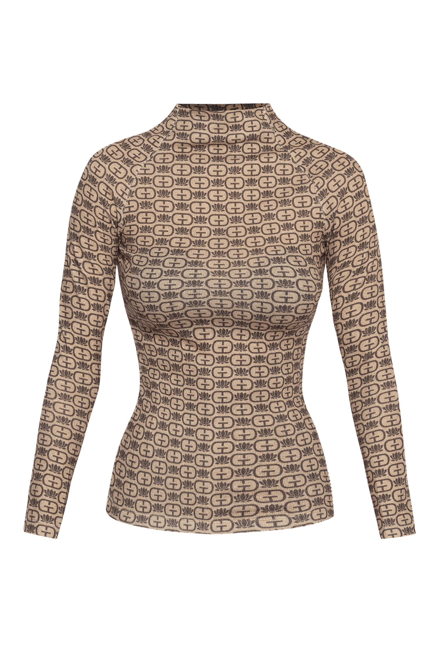 TOP MADE OF FINE KNITWEAR - DARK BROWN LOGO
