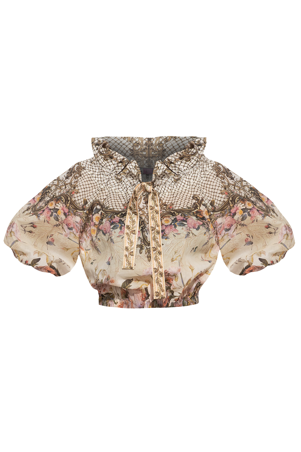COTTON SHIRT WITH A STATEMENT COLLAR -  BAROQUE FLOWERS