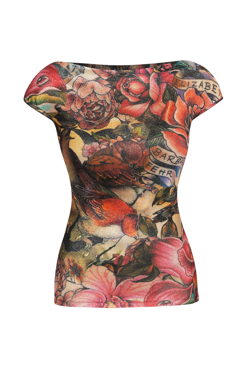 DESIGNER TOP WITH SHORT SLEEVES AND SHINE - TATTOO STAR
