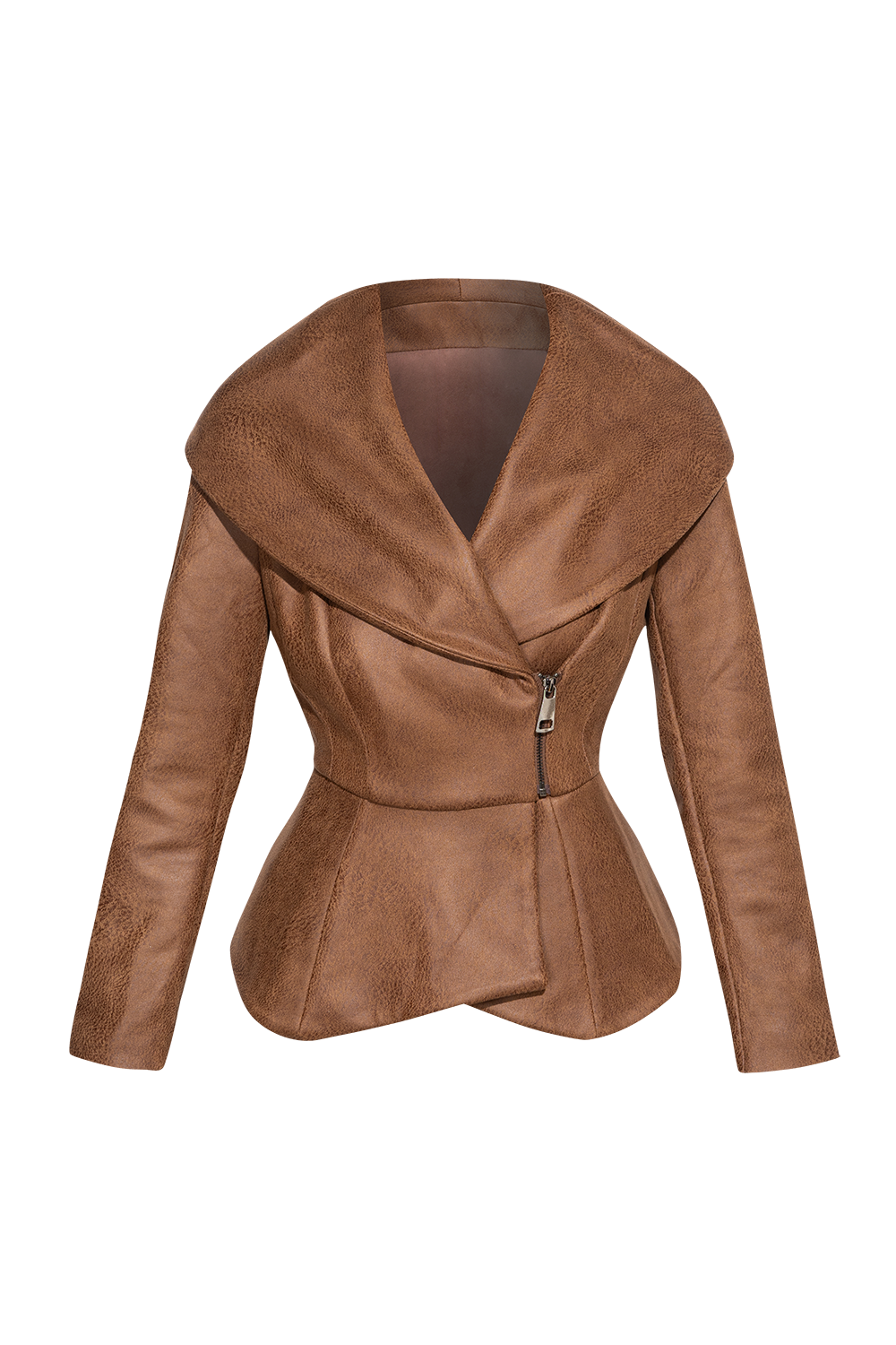SUEDE-LOOK BLAZER WITH ASYMMETRICAL CLOSURE  IN BROWN- ESSENTIALS
