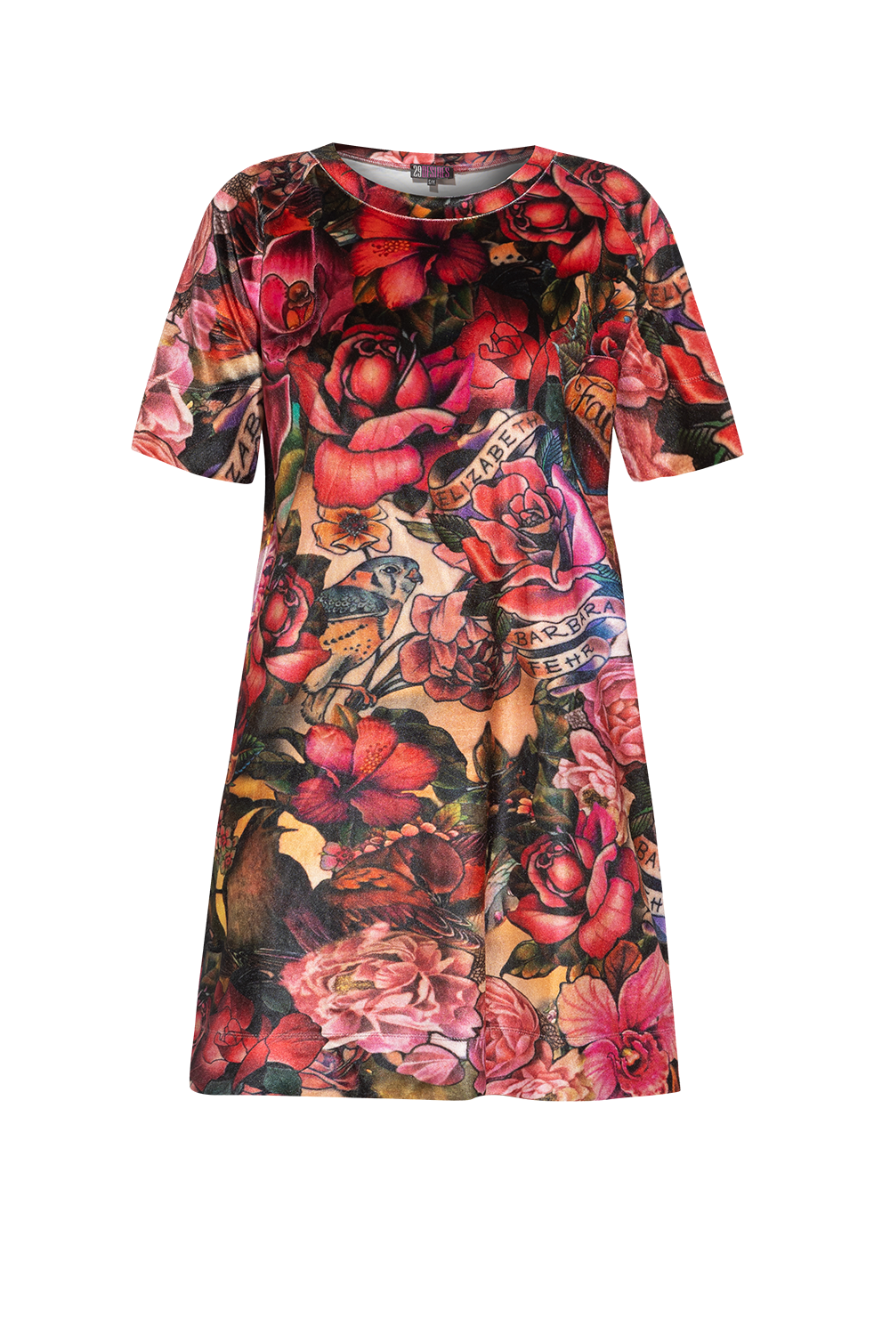 T-SHIRT DRESS MADE OF VELVET - TATTOO STAR