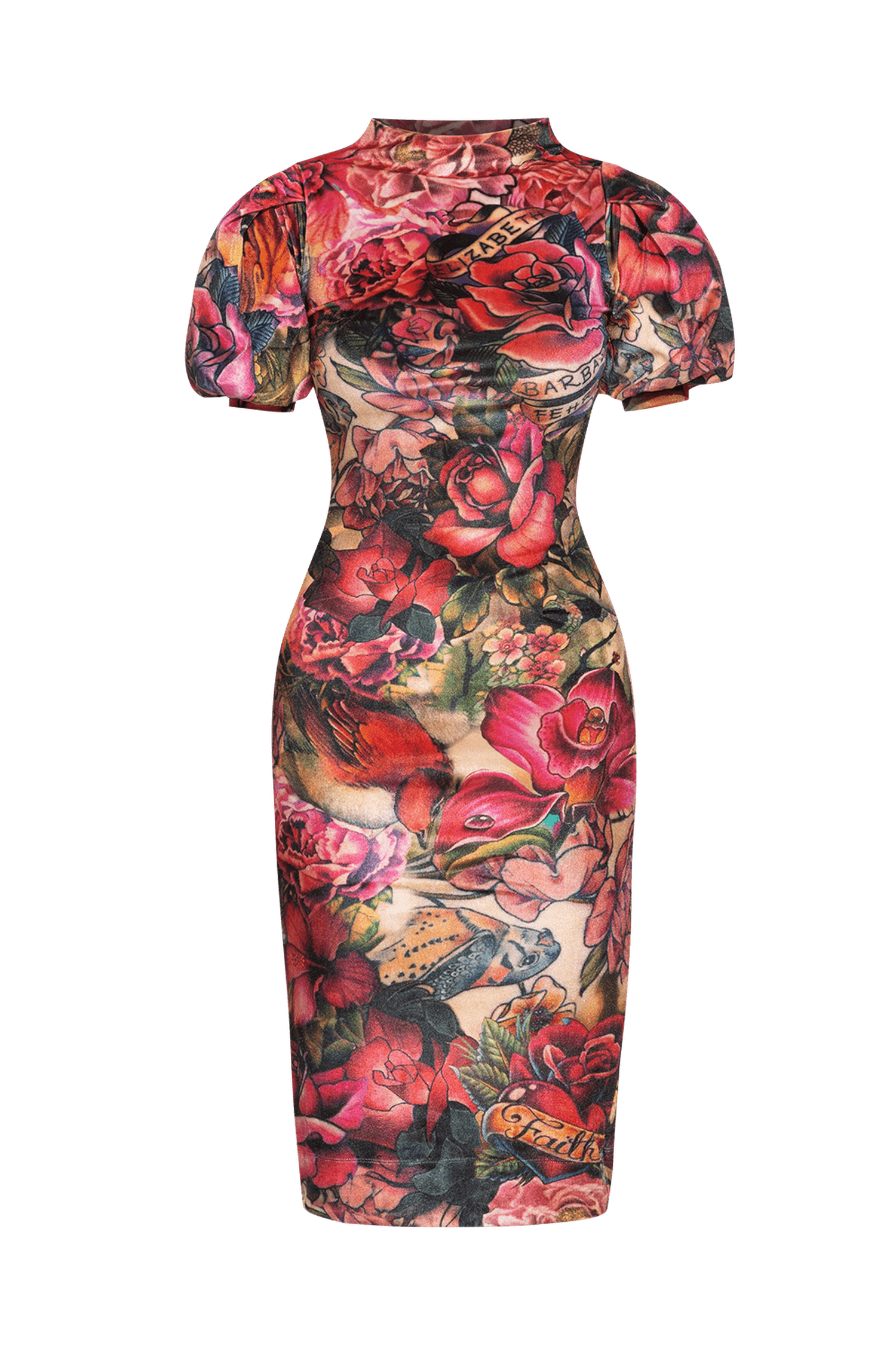 ROBE AJUSTÉE EN VELOURS LISSE - ÉTOILE TATOUAGE