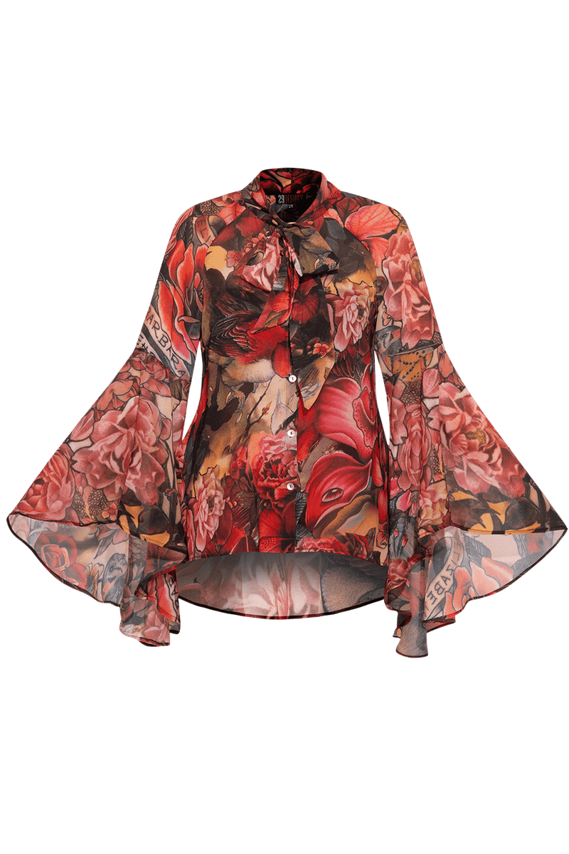 DESIGNER SHIRT WITH FLARED SLEEVES - TATTOO STAR