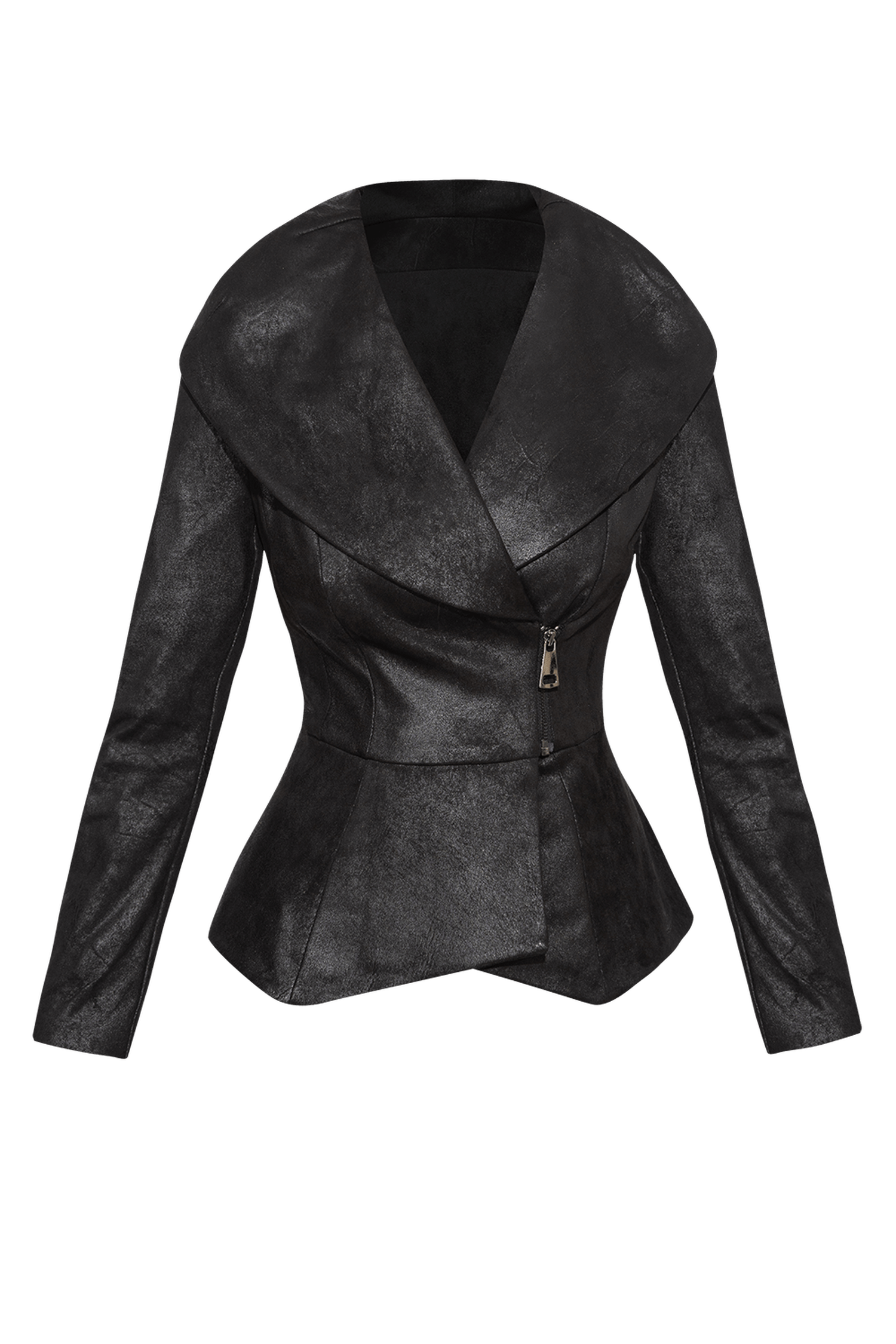 Blazer effet daim avec fermeture asymétrique en noir - Essentiels