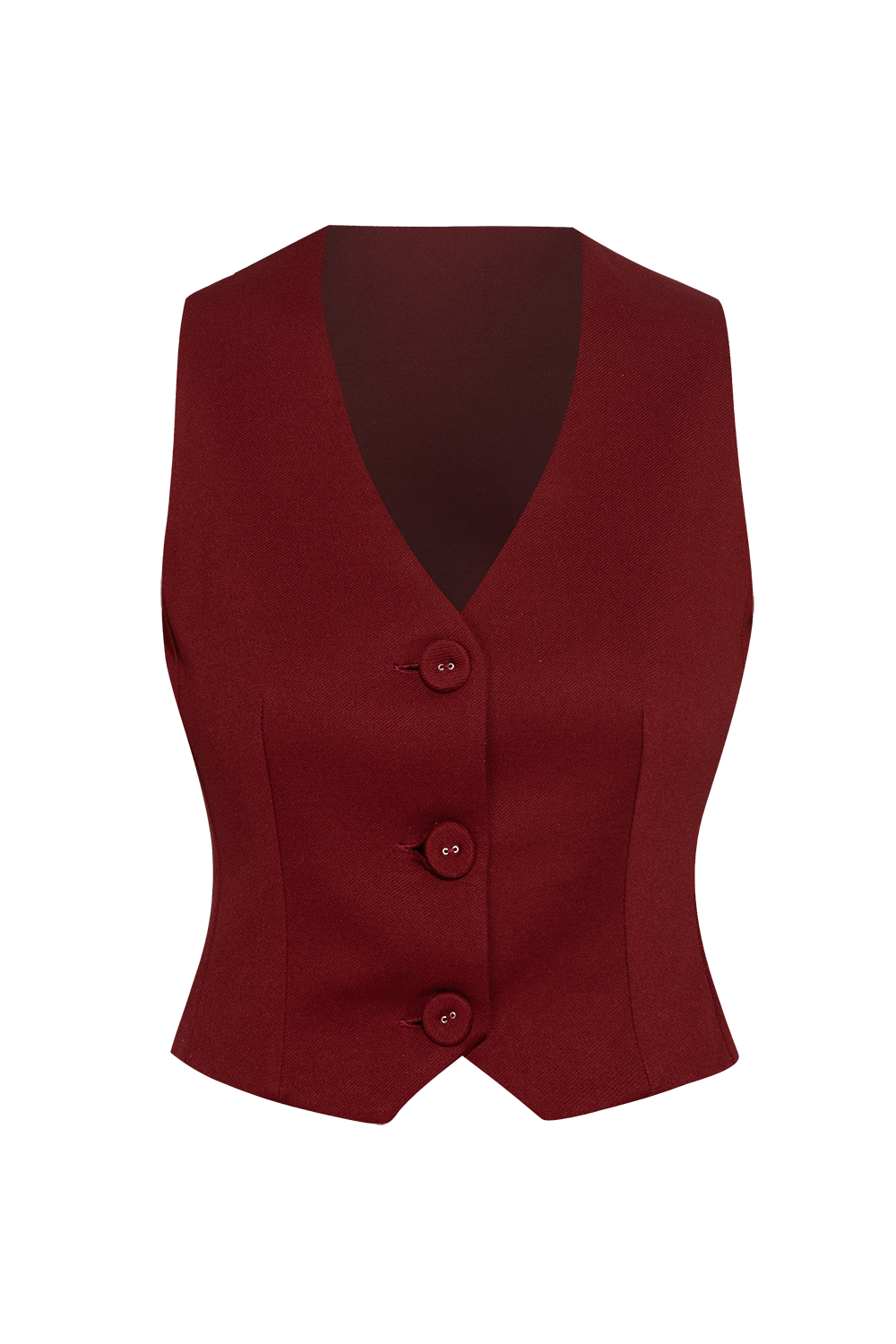 VISCOSE BLEND VEST IN BURGUNDY - ESSENTIALS