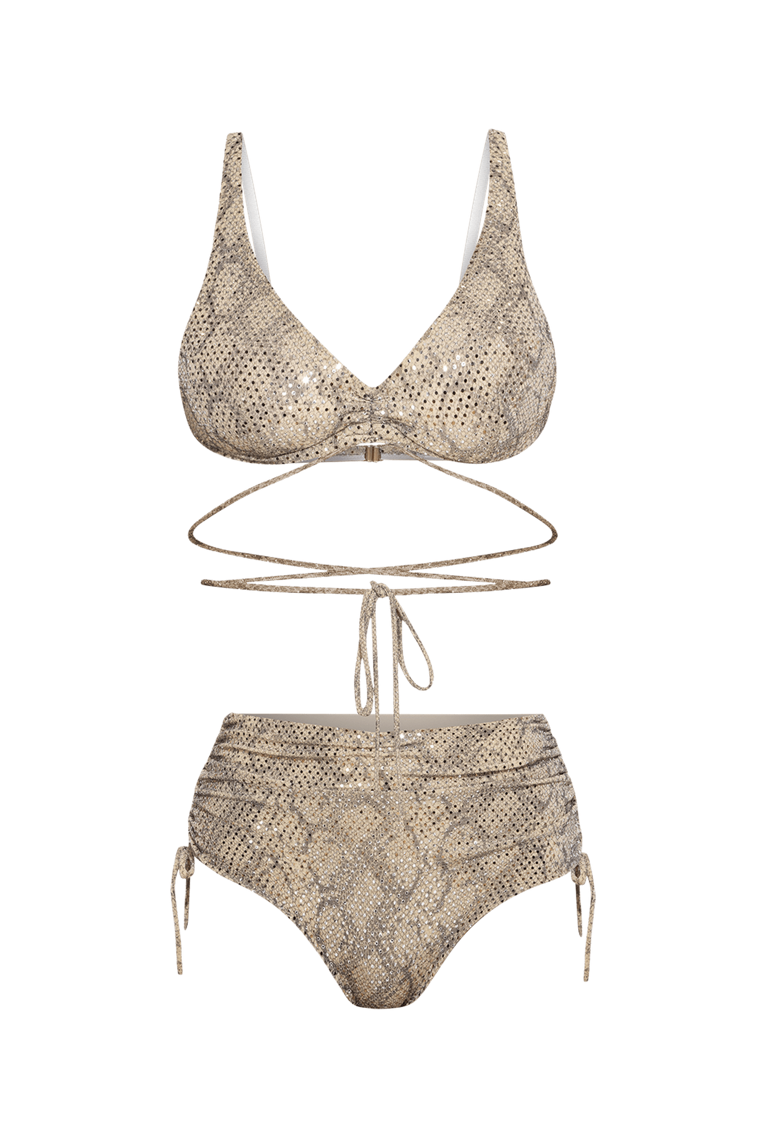 TOP TRIANGLE EN BEIGE AVEC PAILLETTES - ESSENTIELS