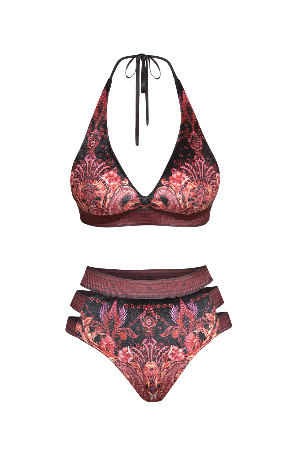 TRIANGLE VELVET TOP - PAISLEY DARK