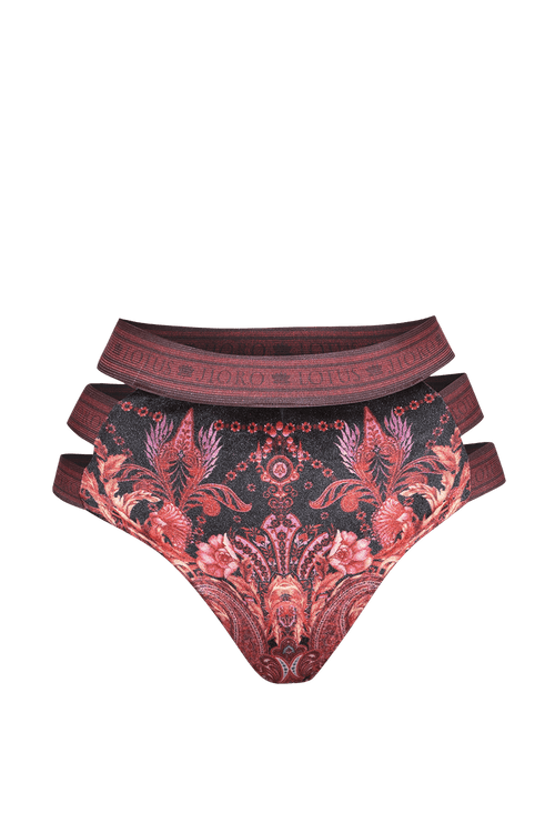 HIGH-WAISTED VELVET BIKINI BOTTOMS - PAISLEY DARK JIORO ДОЛНИЩЕ С ВИСОКА ТАЛИЯ ОТ КАДИФЕ - PAISLEY DARK JIORO