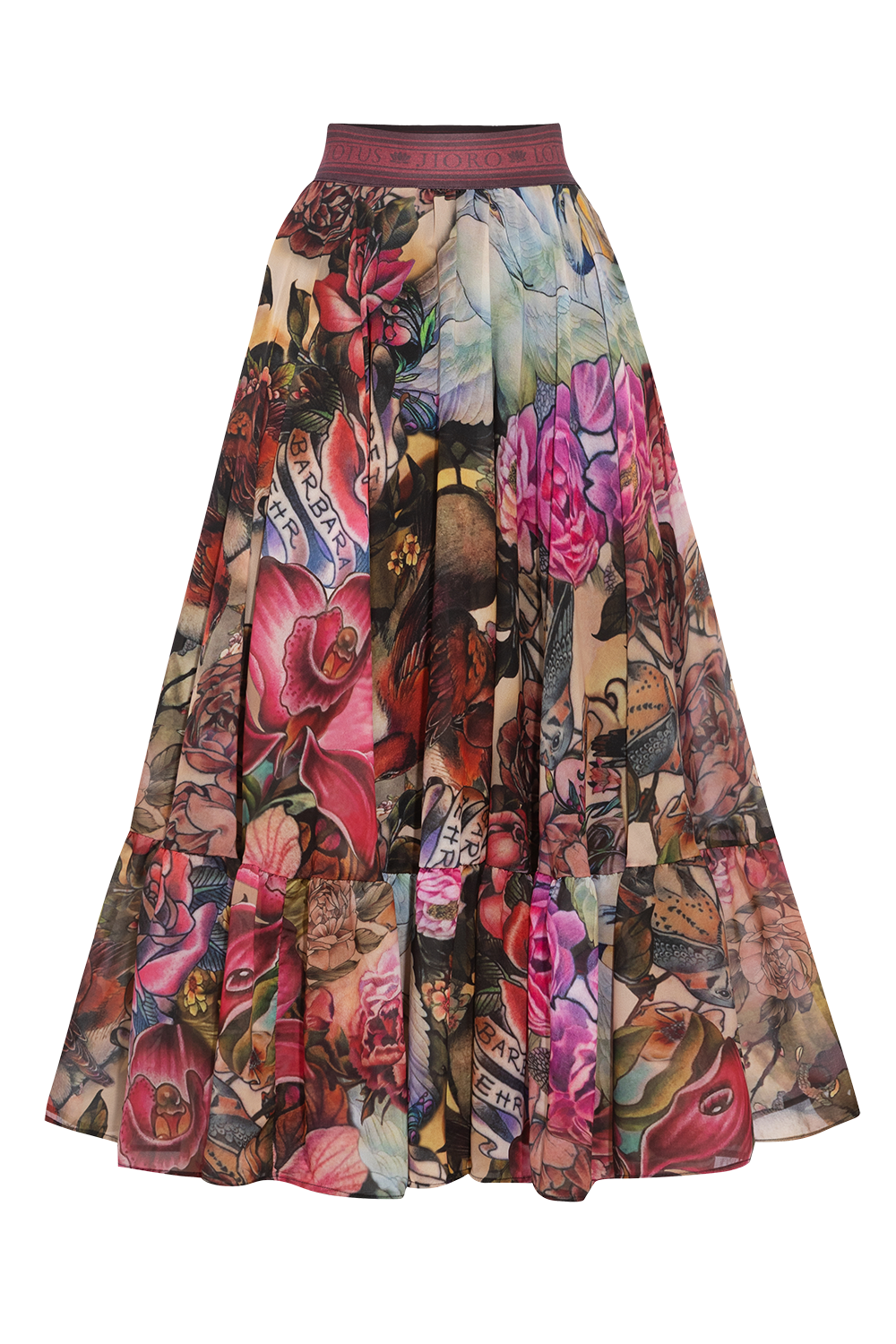 FULL-FLARED MAXI SKIRT WITH ELASTIC WAIST - TATTOO STAR