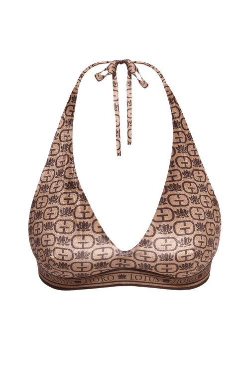 TRIANGLE VELVET TOP - MOCHA MOUSSE LOGO JIORO ГОРНИЩЕ ОТ КАДИФЕ ТИП ТРИЪГЪЛНИК - MOCHA MOUSSE LOGO JIORO