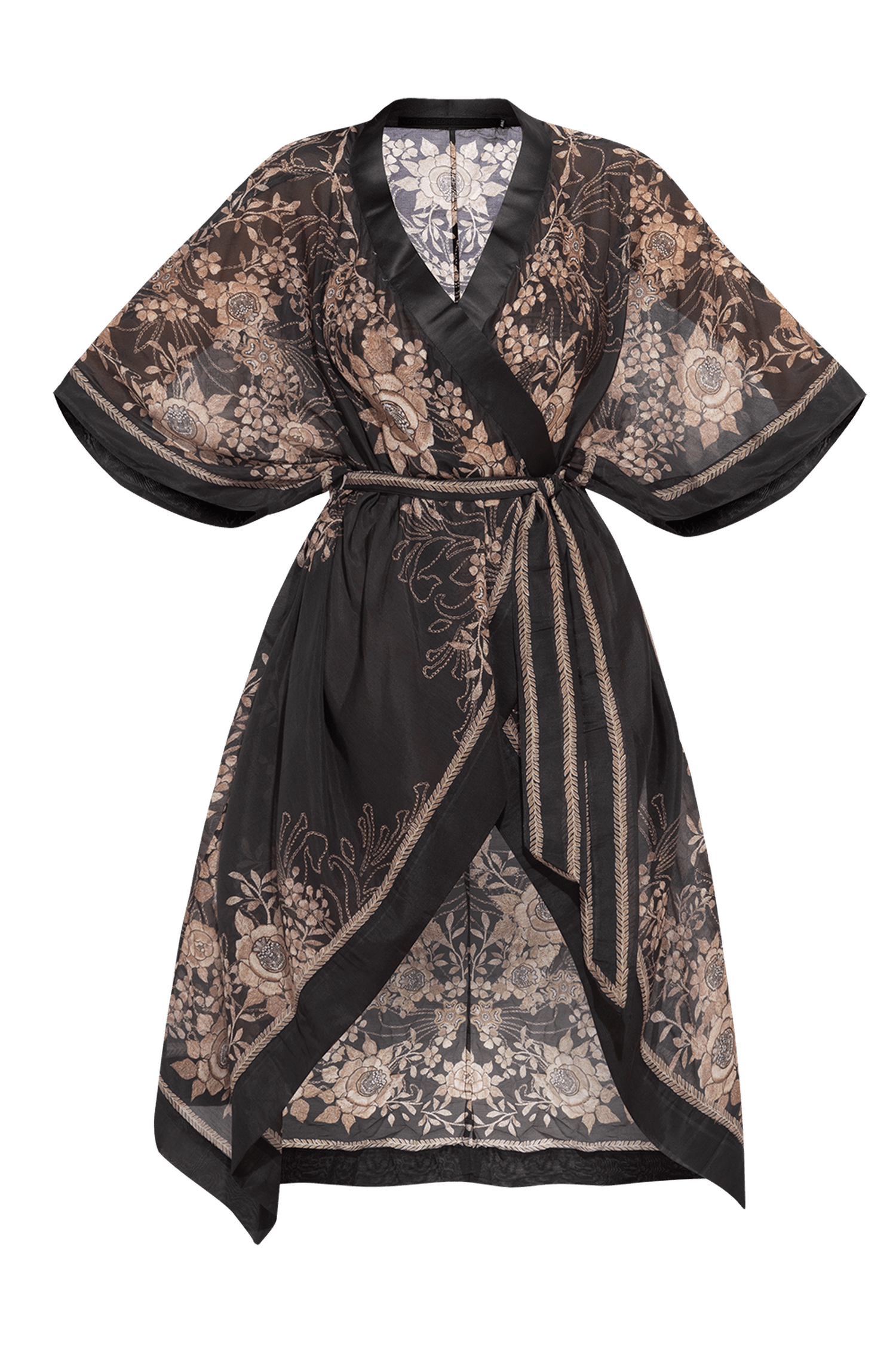Kimono en coton de soie - Roses dorées