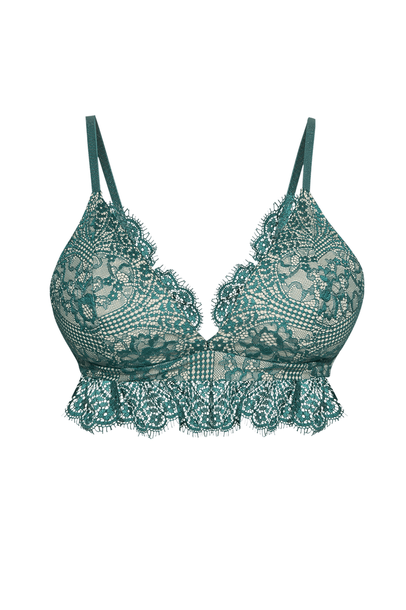 TOP EN DENTELLE VERTE - ESSENTIELS