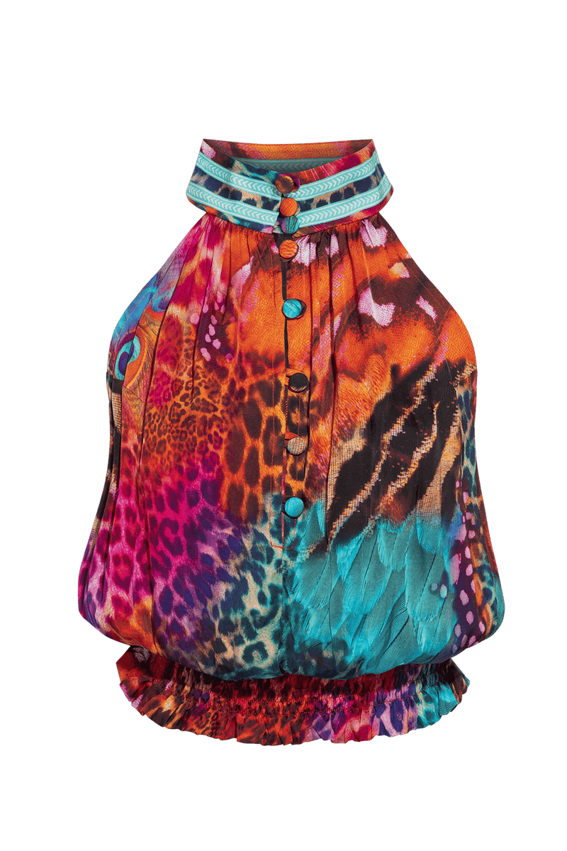 VISCOSE SATIN CROP TOP - LEO NEON WILD