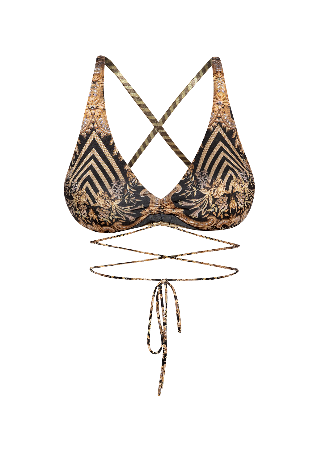 SWIM TOP WITH TIES - GOLDEN STRIPES
