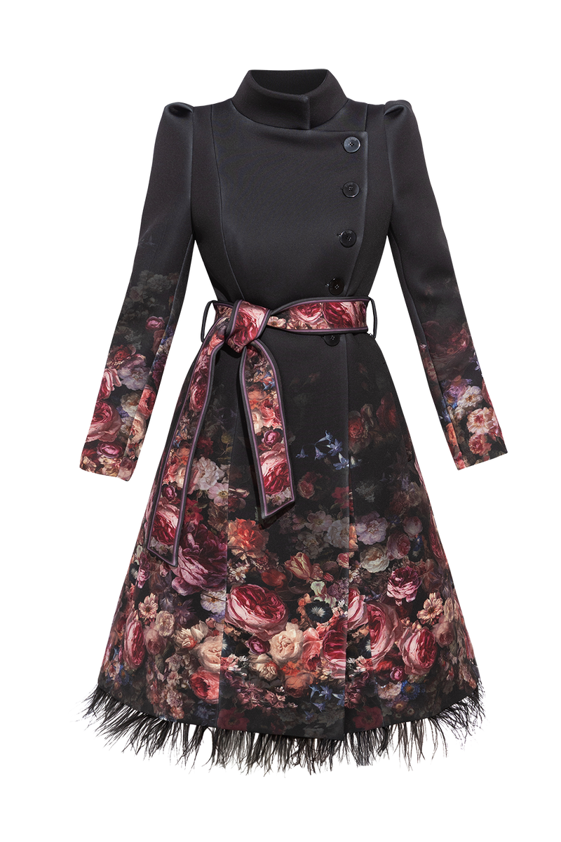 SCUBA NEOPREN COAT - VINTAGE FLOWERS JIORO ПАЛТО ОТ СКУБА НЕОПРЕН - VINTAGE FLOWERS JIORO