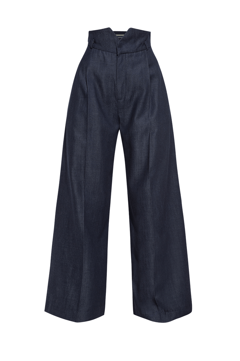 TENCEL DENIM PANTS WITH HIGH WAIST AND WIDE LEG - ESSENTIALS JIORO ПАНТАЛОН ОТ ТЕНСЕЛ ДЕНИМ С ВИСОКА ТАЛИЯ И ШИРОК КРАЧОЛ - ESSENTIALS JIORO