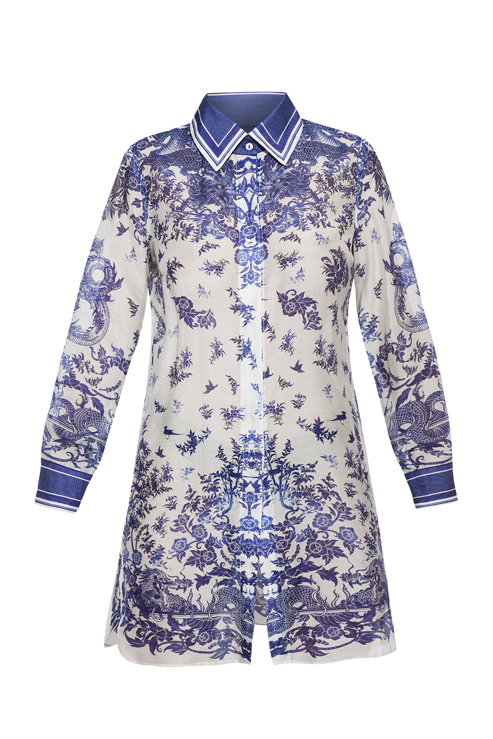 SILK VISCOSE LONG SHIRT - ASIA SKY