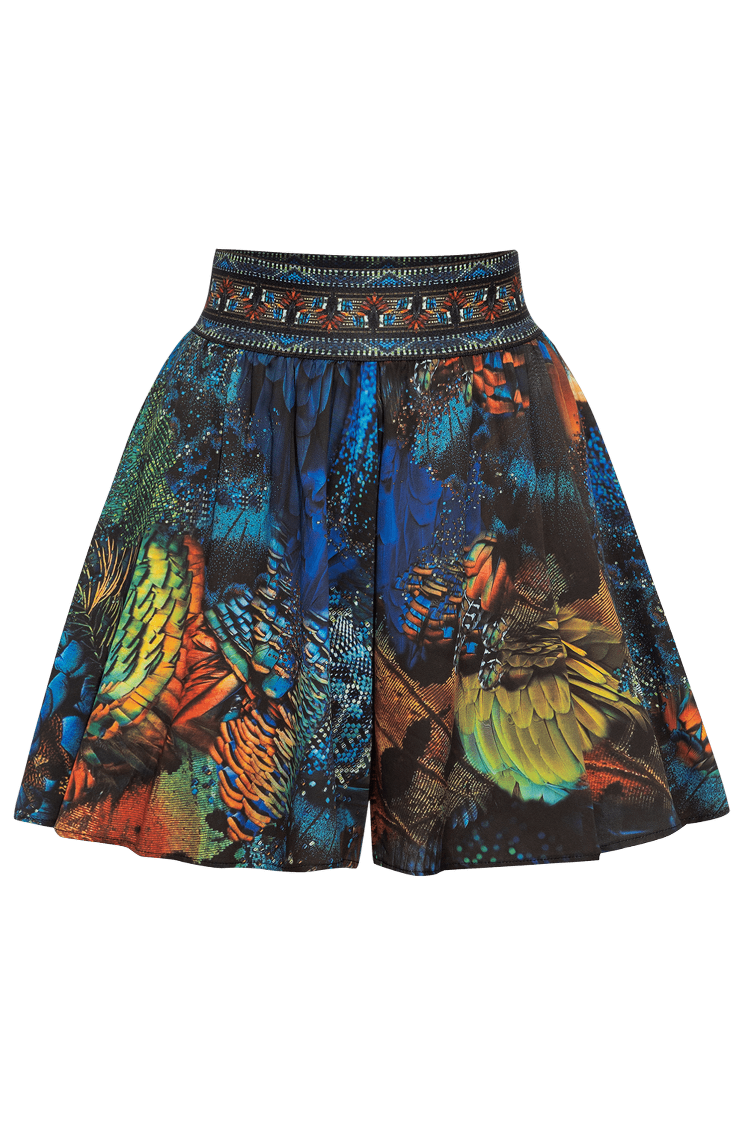 FLARED VISCOSE BERMUDA SHORTS WITH ELASTIC WAIST - AMAZONIA