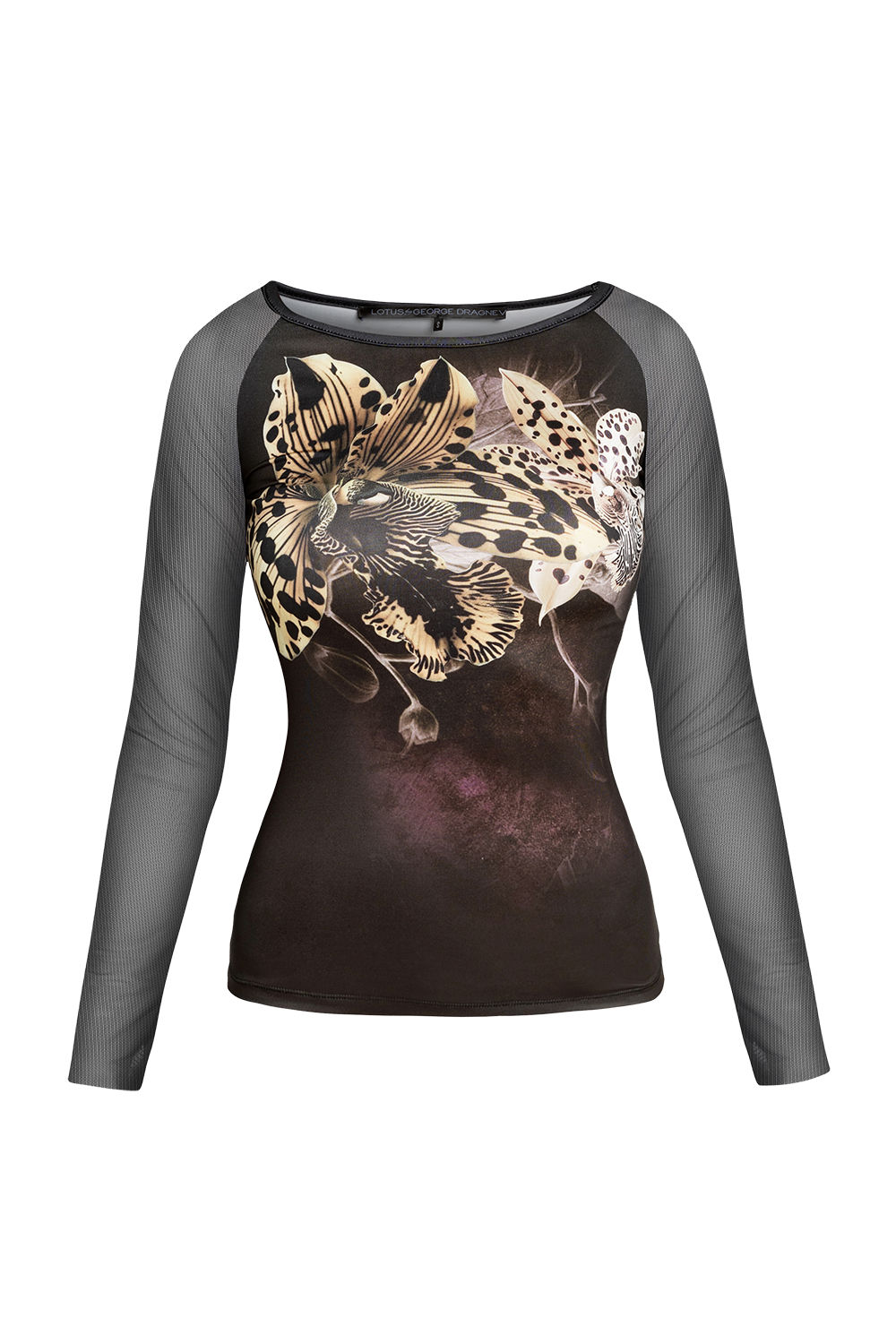 BLOUSE WITH NET SLEEVE - LEO ORCHID