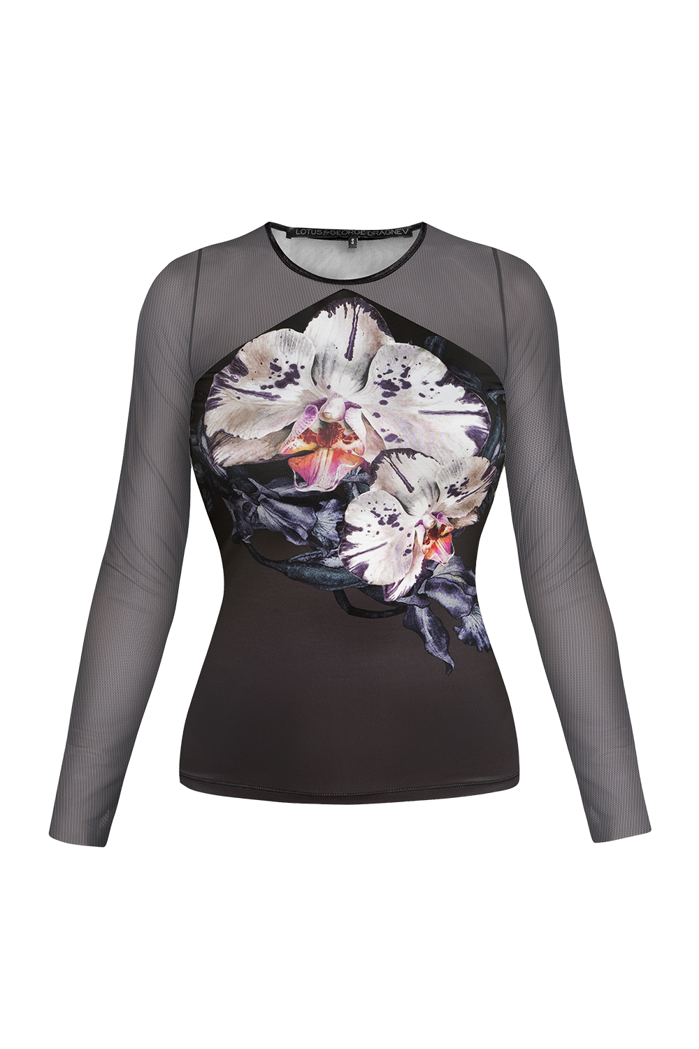 PRINT BLOUSE WITH MESH SLEEVES - ORCHID ICE JIORO 