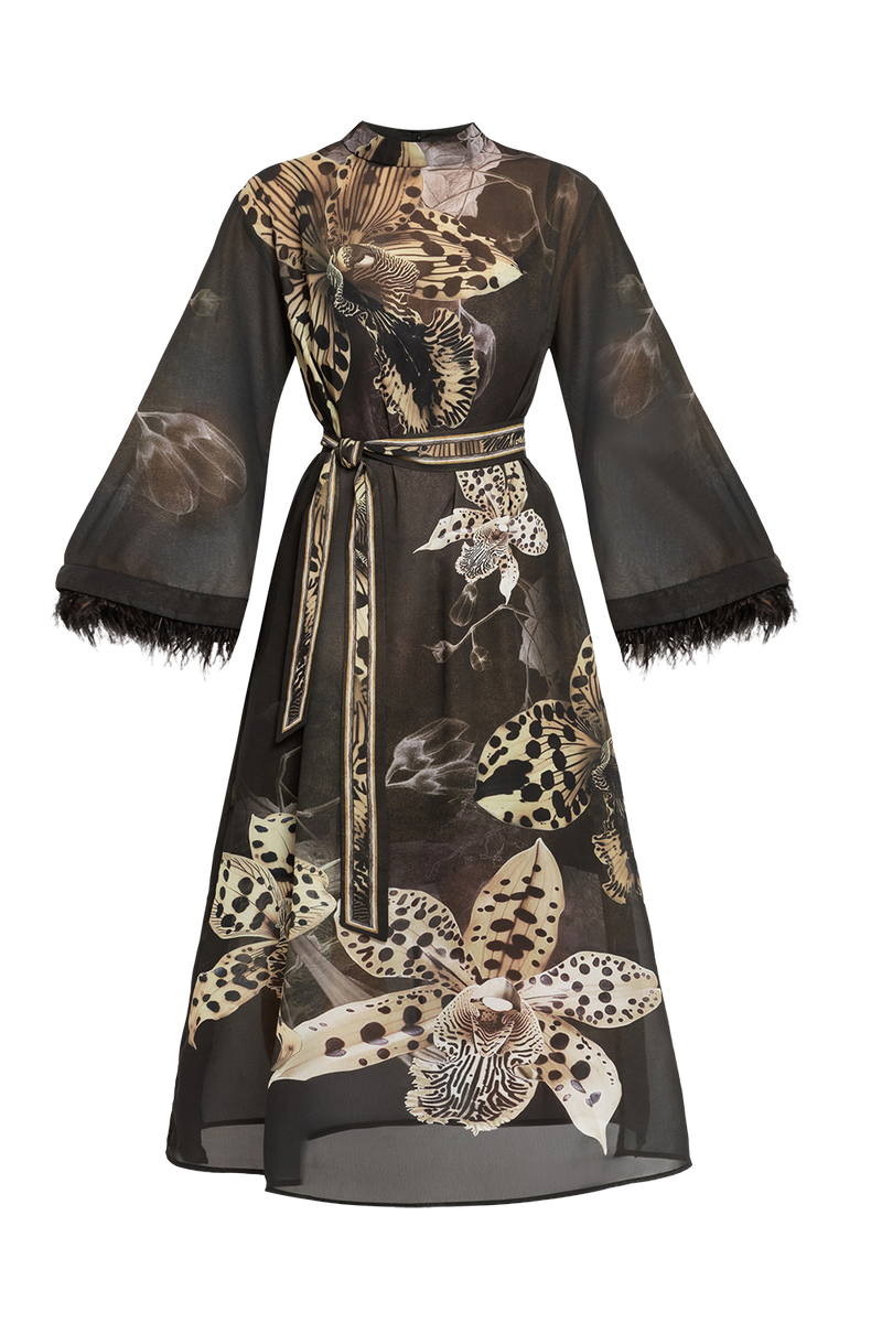 FRENCH CHIFFON CAFTAN DRESS - LEO ORCHID JIORO РОКЛЯ КАФТАН ОТ ФРЕНСКИ ШИФОН - LEO ORCHID JIORO