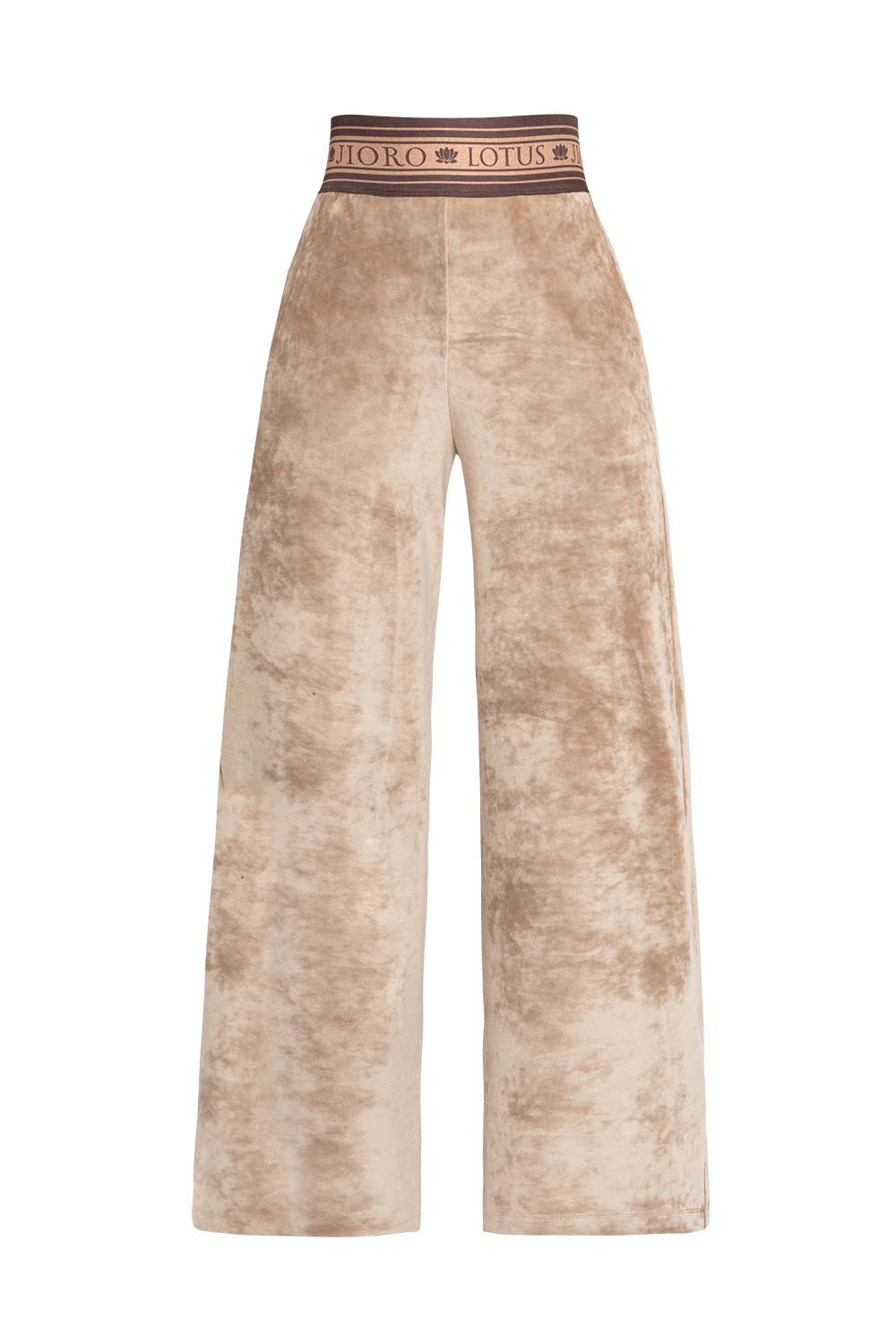 VELVET WIDE-LEG TROUSERS WITH ELASTIC WAIST IN BEIGE - ESSENTIALS JIORO ПАНТАЛОН ОТ КАДИФЕ С ШИРОК КРАЧОЛ И ЛАСТИК В ТАЛИЯ В БЕЖОВО - ESSENTIALS JIORO 