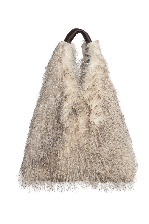 REVERSIBLE OWL FAUX FUR AND LEATHER BAG - ESSENTIALS JIORO ДВУЛИЦЕВА ЧАНТА ОТ ЕКО КОЖА И ШАРКА СОВА - ESSENTIALS JIORO