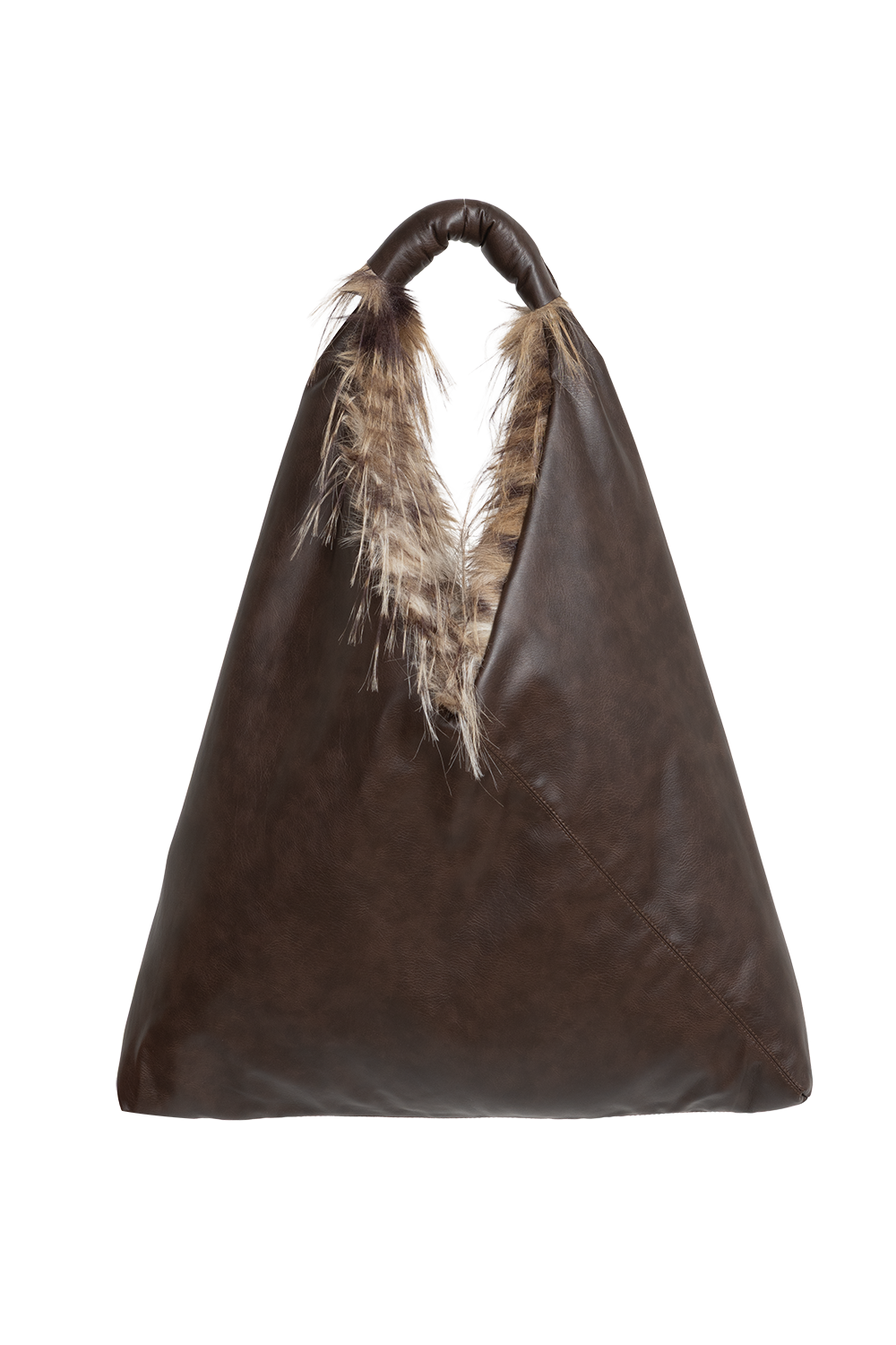 REVERSIBLE SERVAL FAUX FUR AND  LEATHER BAG - ESSENTIALS
