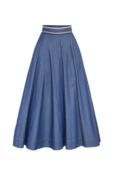 LONG DENIM SKIRT WITH ELASTIC WAIST AND SIDE POCKETS - ESSENTIALS JIORO ДЪЛГА ПОЛА ОТ ДЕНИМ С ЛАСТИК И СТРАНИЧНИ ДЖОБОВЕ - ESSENTIALS JIORO